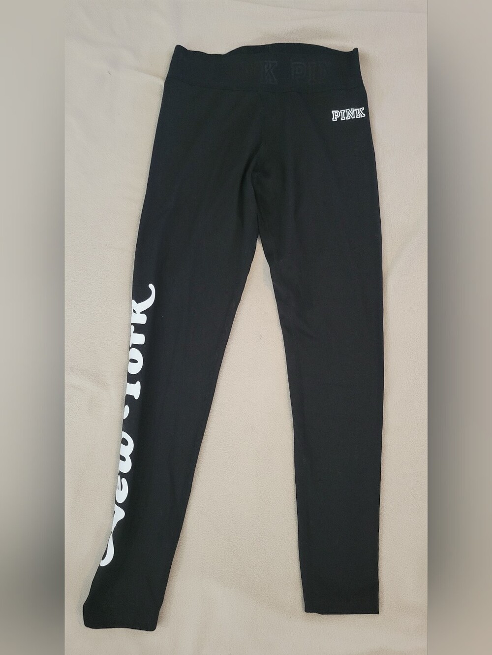 PINK Victoria's Secret Black Logo Leggings NEW YORK